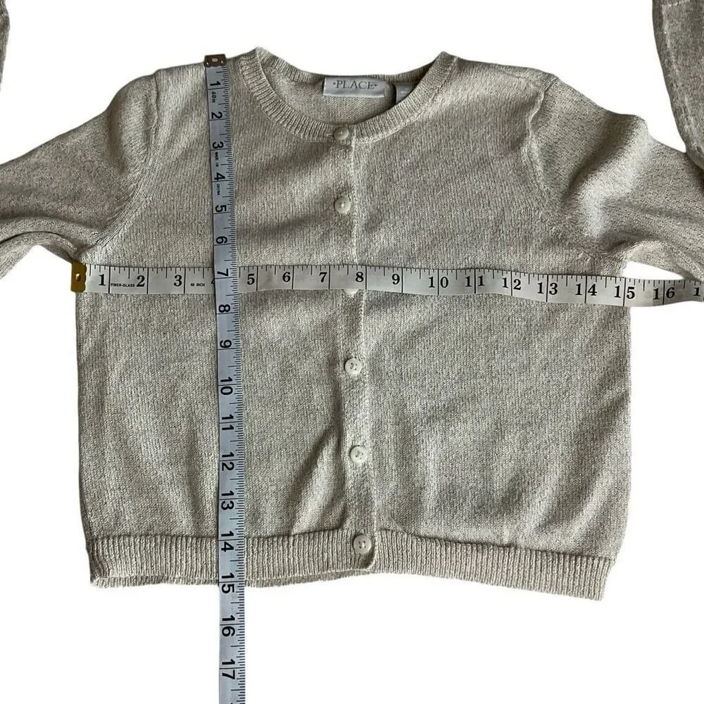 Children’s Place Cardigan Button Front Cream Gold Long Sleeves Girls 10/12 Large